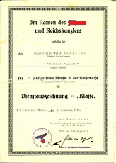 Dokumente Urkunde Dienstauszeichnung IV. Klasse Artillerie Regiment 52 und Beförderung zum Oberwachtmeister Artillerie Regiment 169