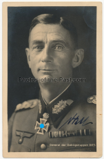 Ritterkreuzträger des Heeres - Hoffmann Portrait Foto General der Gebirgstruppen Dietl mit original Unterschrift