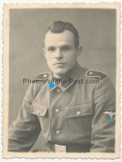 Portrait Waffen SS Mann - Rückseite mit einem vierblättrigen Kleeblatt !