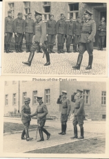 Ritterkreuzträger des Heeres - 2 Fotos Divisions Kommandeur vor einer Kaserne