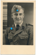 Portrait Waffen SS Schütze mit Schiffchen - Foto Atelier Hammelburg