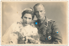 Portrait Hochzeit Waffen SS Unterscharführer mit Ehefrau 1943