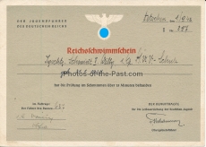 Reichsschwimmschein Heeres-Unteroffizier-Vorschule Tetschen Tschechien Sudetenland 1942