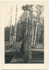 Am Baum aufgehängter Partisan im Osten