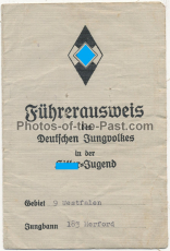 Führerausweis des Deutschen Jungvolkes in der Hitlerjugend - Gebiet Westfalen Herford