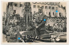 Foto Postkarte Adolf Hitler in Nürnberg mit original Unterschift von Reichsarbeitsdienstführer Konstantin Hierl