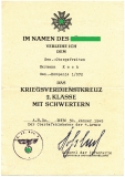 2 Verleihungsurkunden Kriegsverdienstkreuz 2. Klasse und Medaille Winterschlacht im Osten.