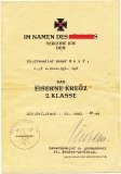 EK II Urkunde Besitzzeugnis Panzerkampfabzeichen in Bronze Todesbenachrichtigung Kurland 1945 und Kennkarte eines Panzergrenadier im Pz. Gren. Reg. 103