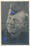 Portrait Foto Waffen SS Sturmmann mit Schiffchen