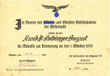 Urkunden und Dokumentengruppe für einen Angehörigen der Luftwaffe - Verleihungsurkunde Flakkampfabzeichen - Ernennungsurkunde mit original Unterschrift Franz von Epp Reichsstadthalter in Bayern 1939 - Gleitfliegerabzeichen - Medaille Oktober 1938 usw.