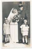 3 Portrait Hochzeitsfotos von einem Unterscharführer der SS Heimwehr Danzig mit Ärmelband und Ehrennadel