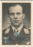 Ritterkreuzträger der Luftwaffe - Jagdflieger Major Helmut Wick - Röhr Postkarte mit original Unterschrift - Signatur