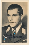 Ritterkreuzträger der Luftwaffe - Jagdflieger Leutnant Herbert Schramm - Hoffmann Postkarte mit original Unterschrift - Signatur