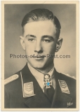 Röhr Ritterkreuzträger Foto Postkarte Nachtjägerpilot der Luftwaffe Hauptmann Helmut Lent