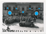 4 Fotos NSDAP Partei Angehöriger spricht in Lang Enzersdorf und Schwechat Österreich