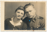 Portrait Rottenführer der Waffen SS mit Frau - Atelier Welun Wartheland