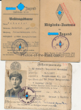 2 Ausweise und eine Beitragskarte der Hitler Jugend im Gebiet Westfalen