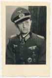 Ritterkreuzträger des Heeres - Eichenlaubträger Major Karl Heinz Jaeger Portrait Foto mit Widmung und original Unterschrift