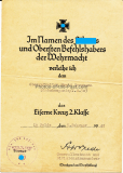 Dokumentengruppe Infanterie Regiment 503 Urkunde Eiserne Kreuz II. Klasse mit Unterschrift von Ritterkreuzträger Theodor Freiherr von Wrede Kommandeur der 290. ID Besitzzeugnis Verwundetenabzeichen in Schwarz und Urkunde Medaille Winterschlacht im Osten